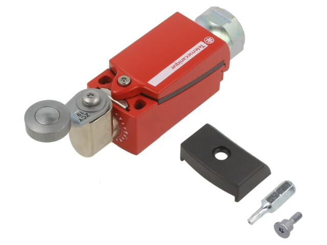 Eindschakelaar; hefboom R 33mm, metalen rol Ø19mm; NC x2 + NO Eindschakelaar; hefboom R 33mm, metalen rol Ø19mm; NC x2 + NO